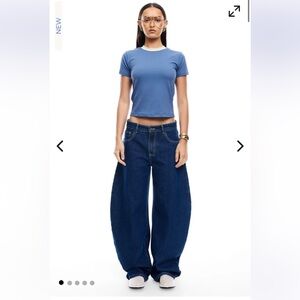 Lioness Horseshoe Wide-Leg Jeans in Dark Denim